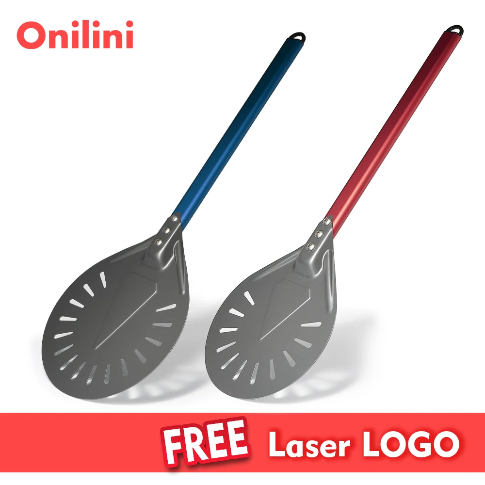 Onilini 7/8/9 inch Pizza Turning Peel Perforated Pizza Shovel Aluminum Alloy Handle Pizza Spatulas Paddle Oven Accessories