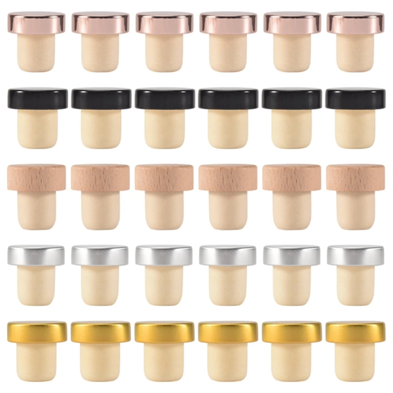 الفلين 30 قطعة زجاجة النبيذ الفلين سدادة T على شكل النبيذ سدادة تذوق الفلين استبدال قابلة لإعادة الاستخدام الفلين الزجاج زجاجة بيرة الختم