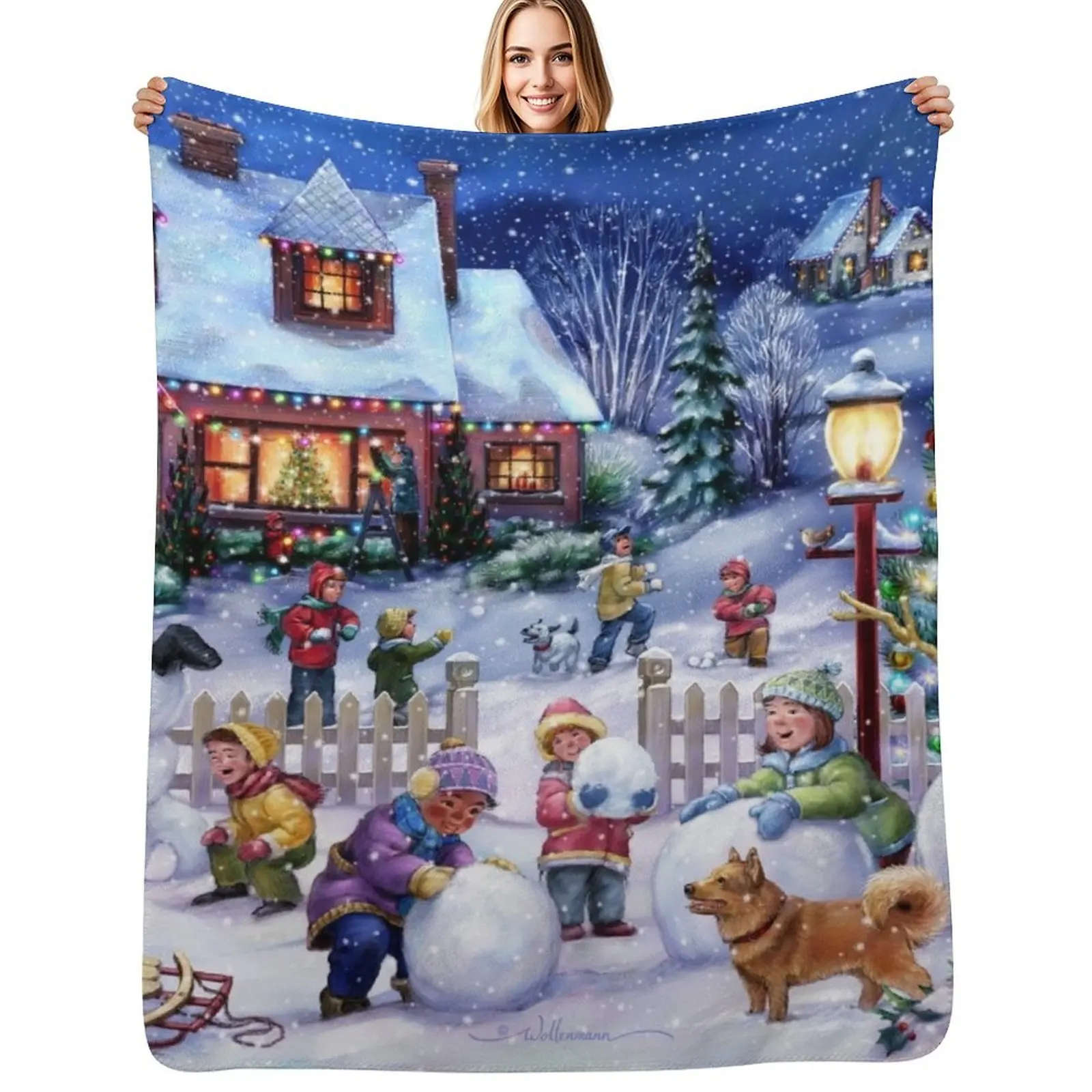 Christmas Snow Day Throw Blanket Thin Soft Blanket for Summer Night Sleeping