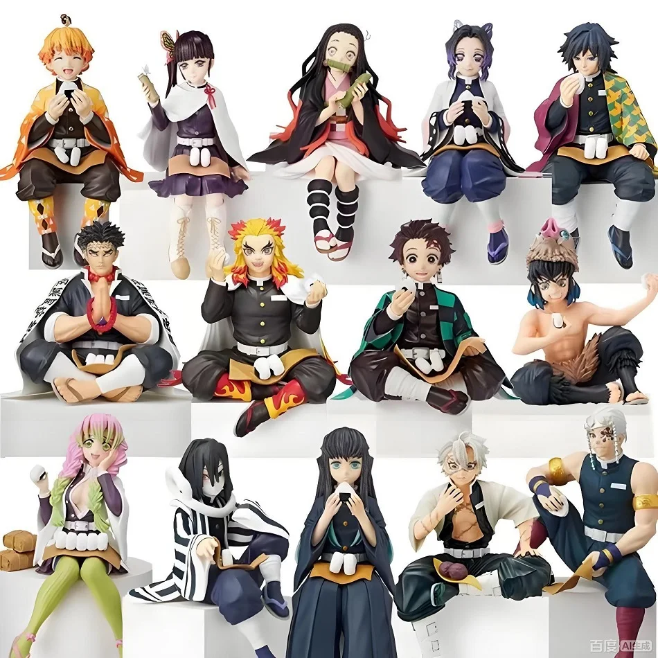 10-15cm Anime Demon Slayer Figures Kamado Tanjirou Nezuko Sitting Posture Action Model PVC Desktop Ornament Collection Toy Gifts