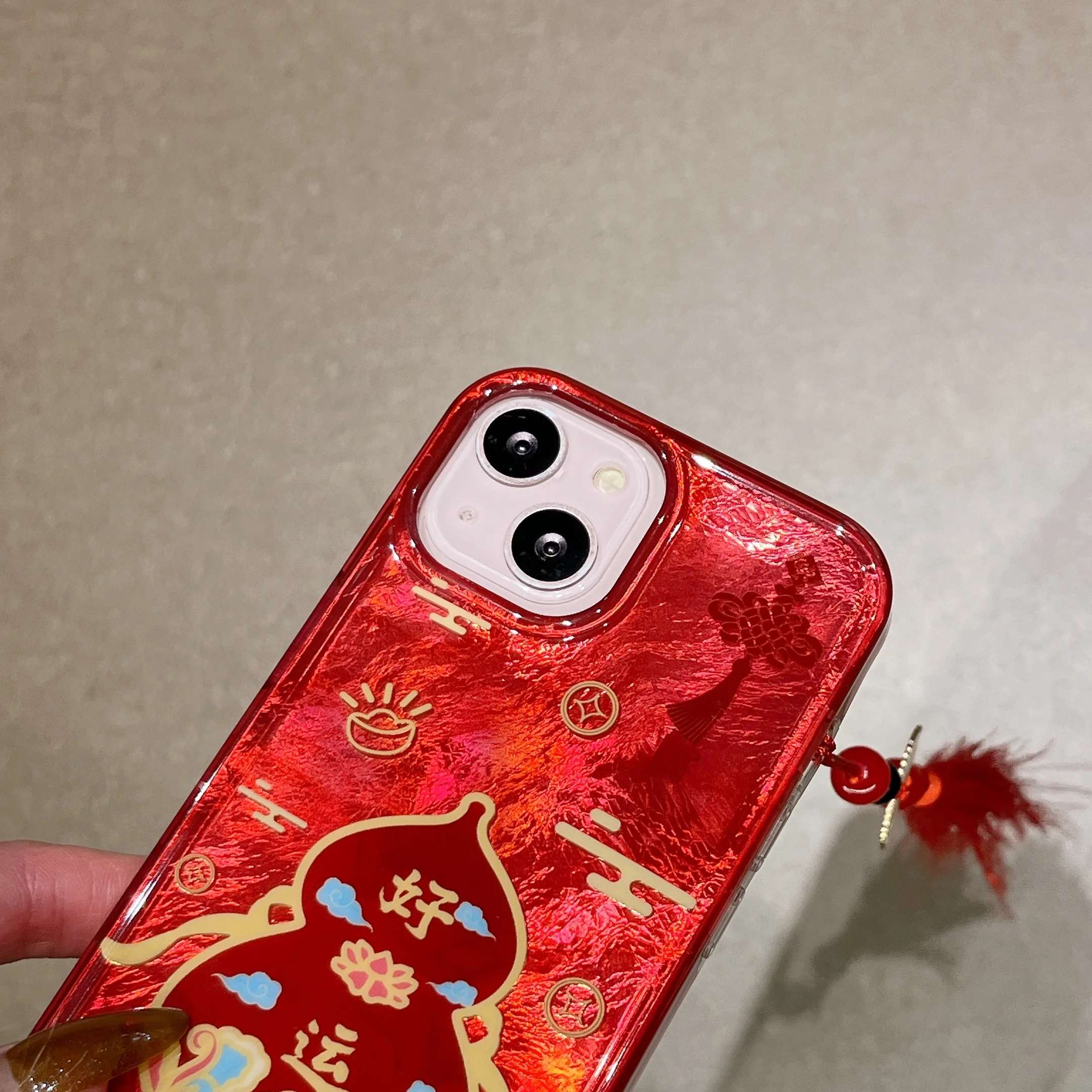 Chinese INS Traditional Style Calabash Pattern With Fringe Phone Case for iPhone 16 15 14 13 Pro Max Back Phone Cover Capa