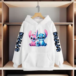 Disney-Moletom com capuz feminino Lilo e Stitch, manga comprida, moletom feminino, roupa Y2K, moletom casual feminino, outono