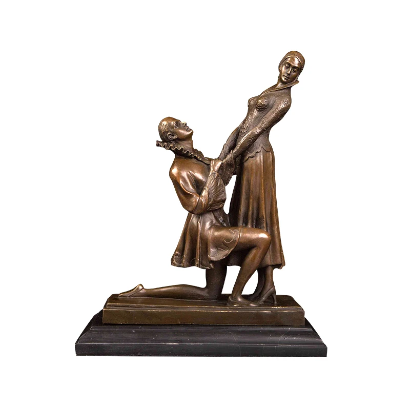 WM-459 Bronze love decor Boy Courting Girl Statue Romantic Figurine Proposal Married Couple Love Sculpture Wedding Gifts Decor