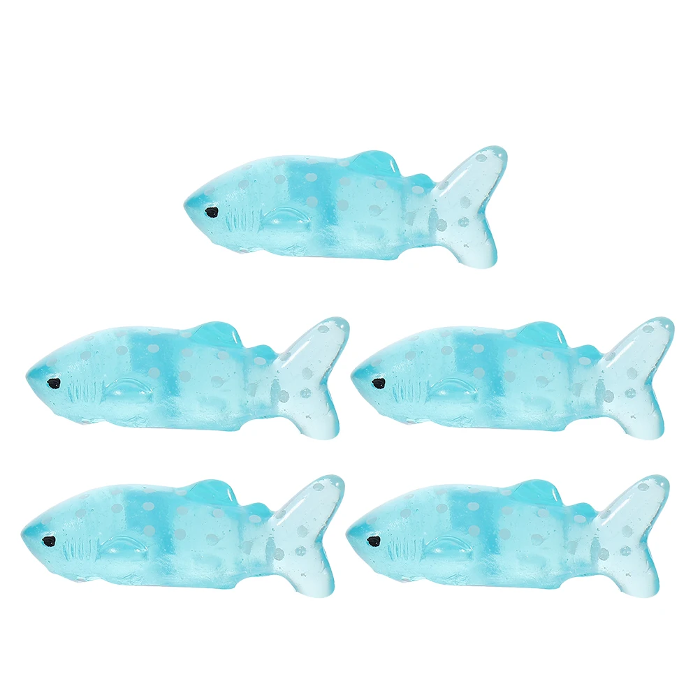 

5 Pcs Resin Ornaments Miniature Shark Figurines Transparent Whale Decorations Micro Landscape Ocean Animal Craft Supplies