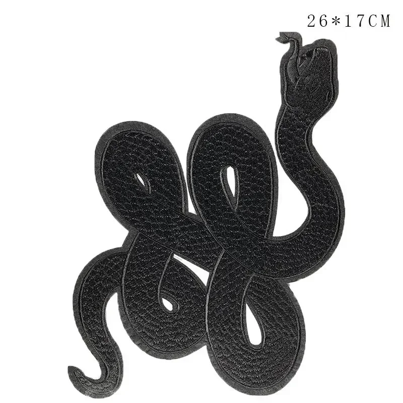 Large Venomous Snake Embroidery Stickers Exquisite Black Python Black Mamba Snake Adhesive Clothing Accessories Personalized DIY