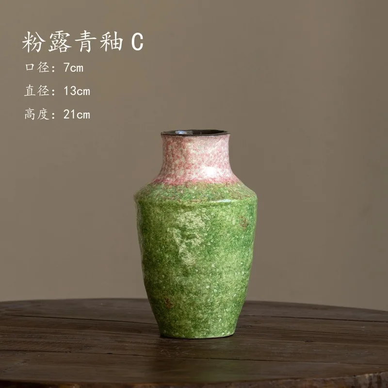 Jingdezhen handmade kiln-changed vase, home decoration wide mouth garden jar colored glazed ceramic vase living room