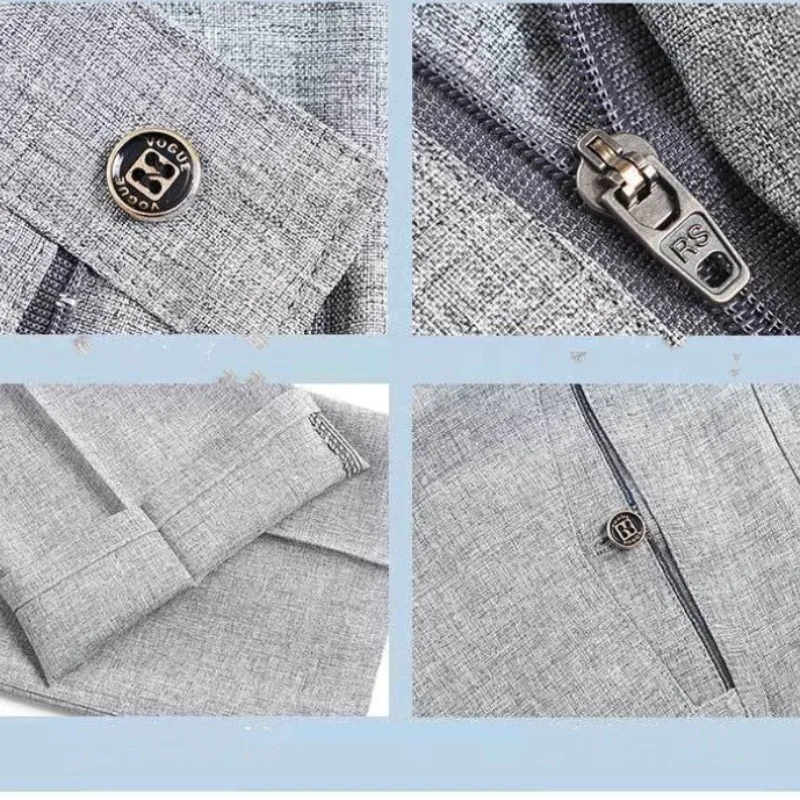 Business Casual Minimalist Summer 2024 Men's New Patchwork Button Zipper Pocket Fashion Solid Color Slim Straight Leg Pants