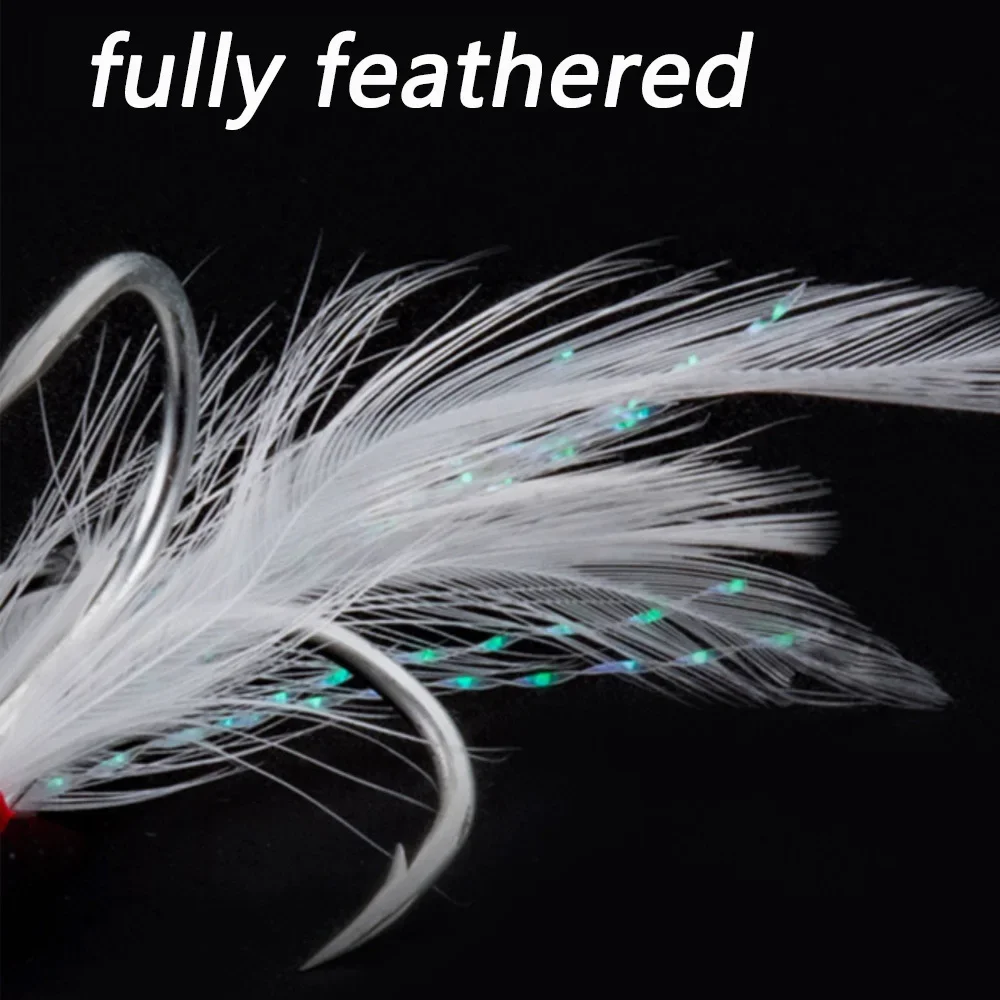 Anzuelos triples de plumas – Acero al carbono con púas para pesca - imagen 4