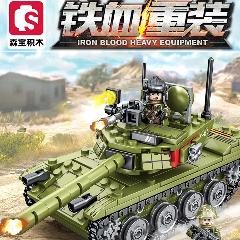 

SEMBO Military Heavy Tank Model Building Blocks Battle Army Soldier FiguresTank Assembly Toys Bricks Toys Creative DIY Kid Gift