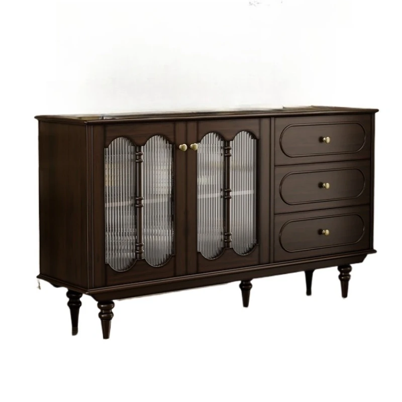 

Retro side cabinet Solid wood against the wall Integrated locker Multifunctional advanced storage cabinet
