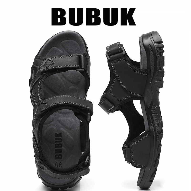 Bubuk Men's First-Layer Cowhide Sports Sandals, Ultra-Fiber Insole, Lightweight, Outdoor Hiking, Mountaineering, Beach Casual Men's Shoes