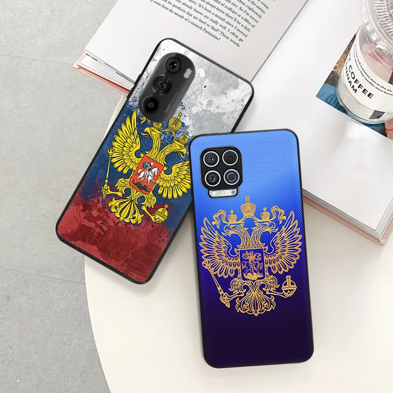 Matte Phone Cases for Motorola Moto G31 G50 G30 G51 G60 G71 G22 G32 G52 G72 G53 G73 G9 Plus Vintage Russia Flag Black Soft Cover