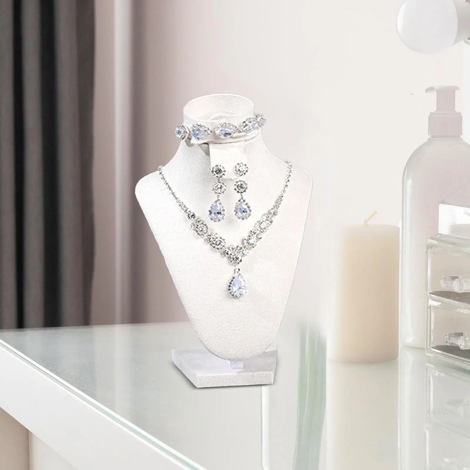 

Necklace Display Stand Jewelry Tower Elegant Mannequin Pendant Organizer for Tabletop Living Room Bedroom Countertop Counter