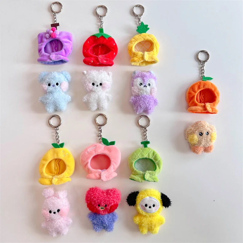 Kawaii BT21 Cartoon Tata Rj Chimmy Cooky Shooky Mang Koya Fruit Headband Series Cartoon Plush Keychain Pendant Girl Bag Pendant