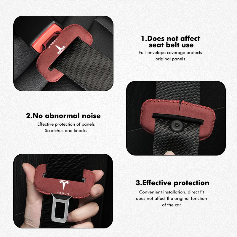 Car Seat Belt Buckle Clip Protector Suede Anti-Scratch Cover For Tesla Model 3 Y S X Roadster