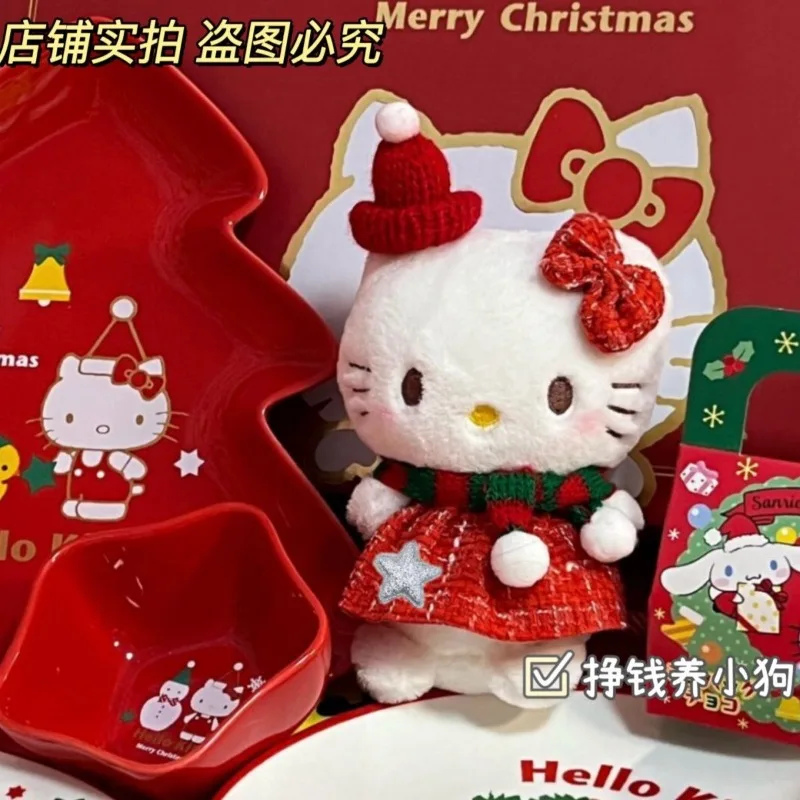 Kawaii Sanrio Hello Kitty Plush Toy Cute Christmas Series Anime Cartoon Backpack Pendant Girl Christmas Day Birthday Gift