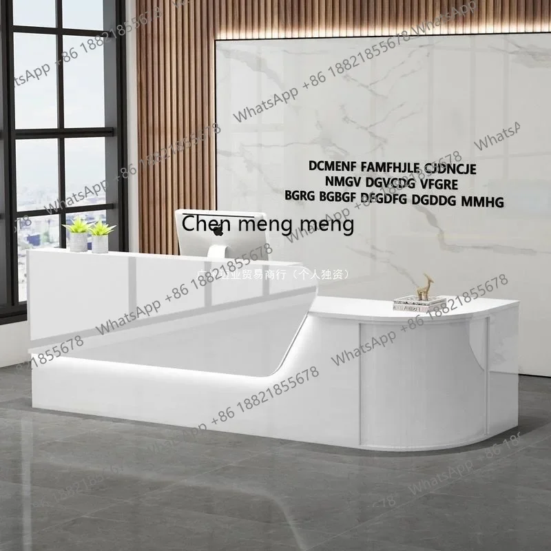 Bar cashier modern clothing store milk tea small counter table curved rounded corner reception desk view 4