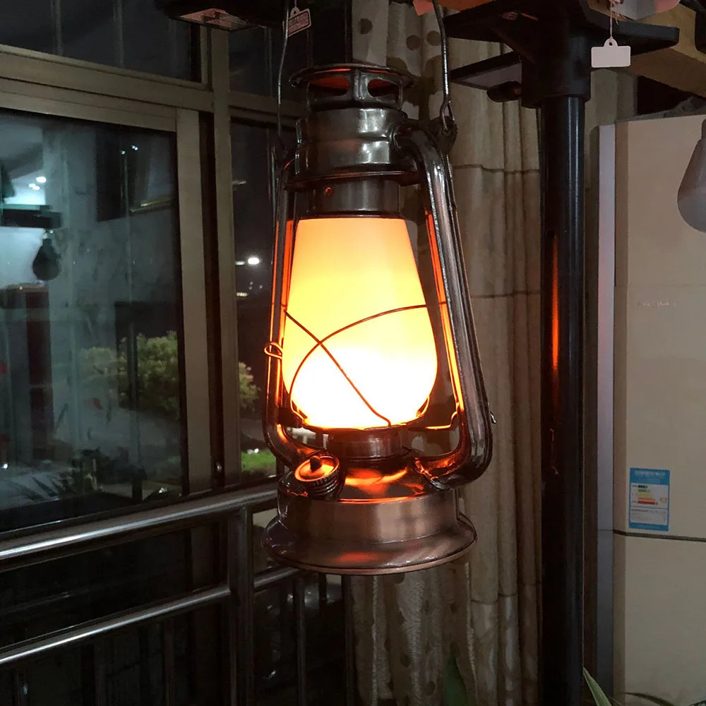 25cm ferro retro bronze lanterna de óleo portátil acampamento ao ar livre luz recarregável lâmpada led ao ar livre recreação natureza caminhada lanterna
