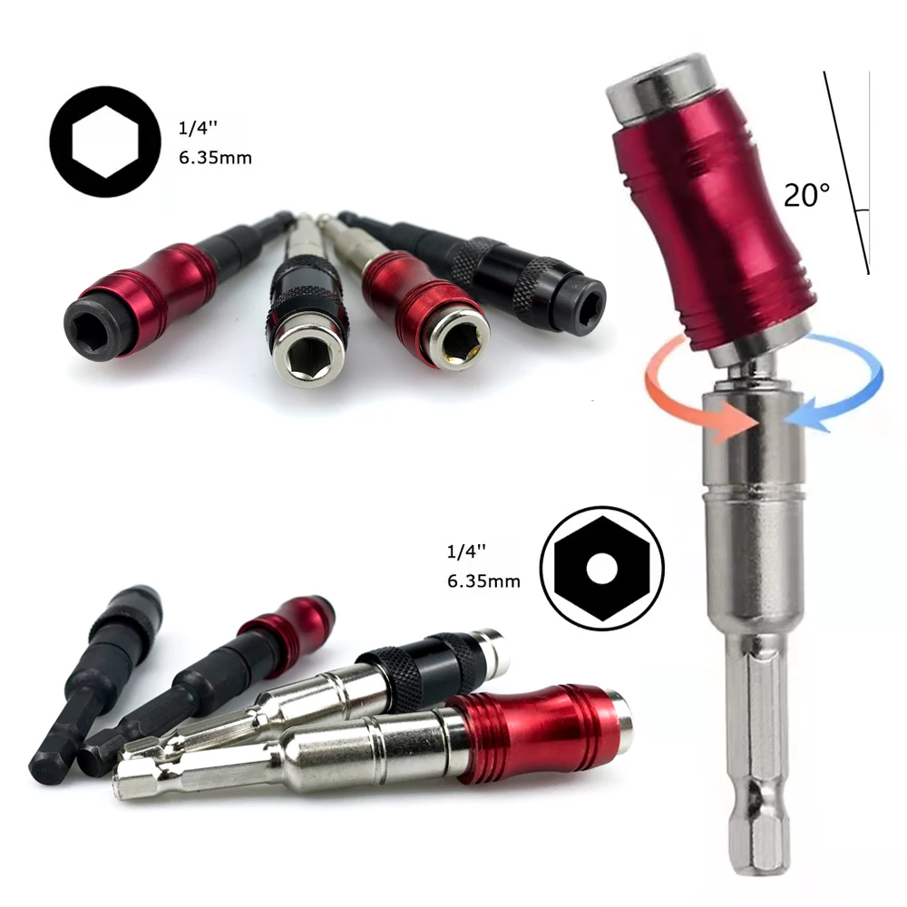 1/4 Inch Hex Magnetic Screw Drill Tip Quick Change Locking Bit Holder Drill Screw Tool Drive Guide Drill Bit Extension Rod