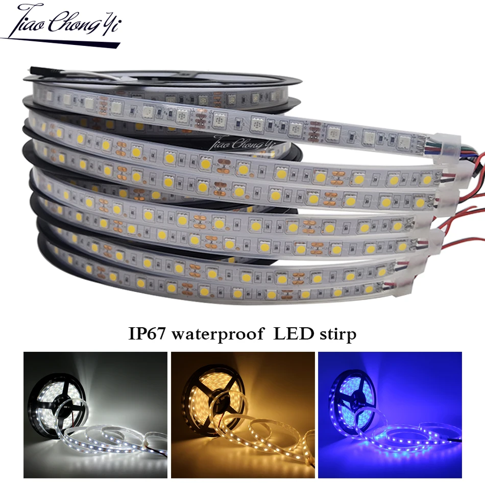 

LED Strip 5050 DC12V 60 LEDs/m High Quality Silicon Tube Outdoors LED Strip IP67 Waterproof 5m / rolls