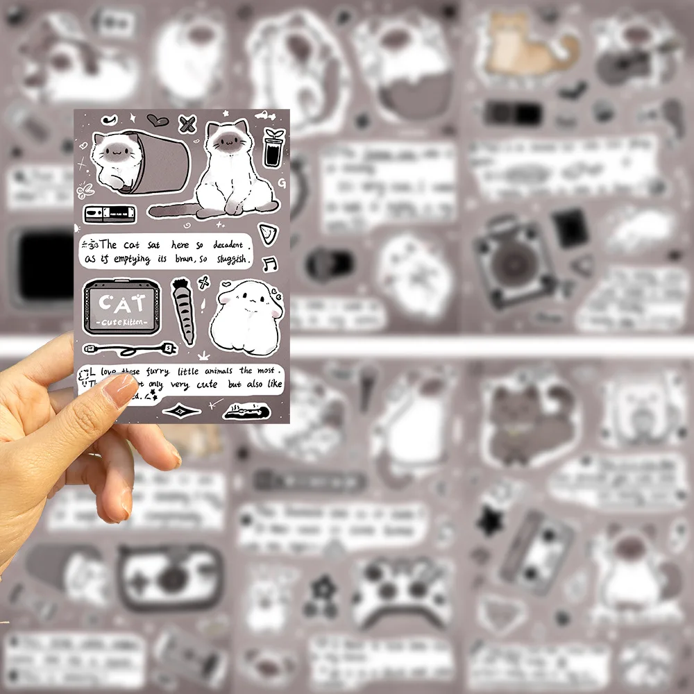 

8/16Sheets Observation Diary Of Siamese Cat Cartoon Decorative Stickers DIY Guitar Phone Laptop Suitcase Water Cup Skateboard