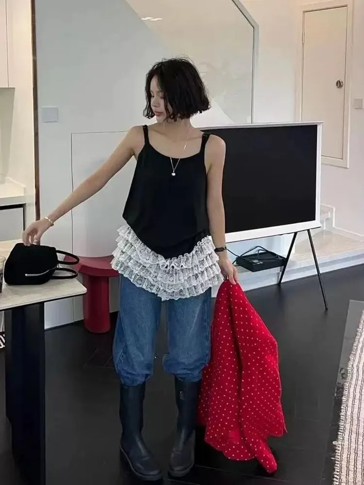 ヴィンテージのノースリーブTシャツ,ベーシックなパッチワークTシャツ,y2kレトロTシャツ,ストリートウェア,韓国スタイル,シックなファッション