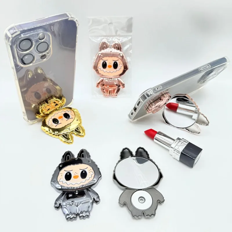

Labubu Mirror Cute Back-mounted Mobile Phone Holder Kawaii 360-degree Makeup Mirror Student Cartoon Labubu Mirror Girl