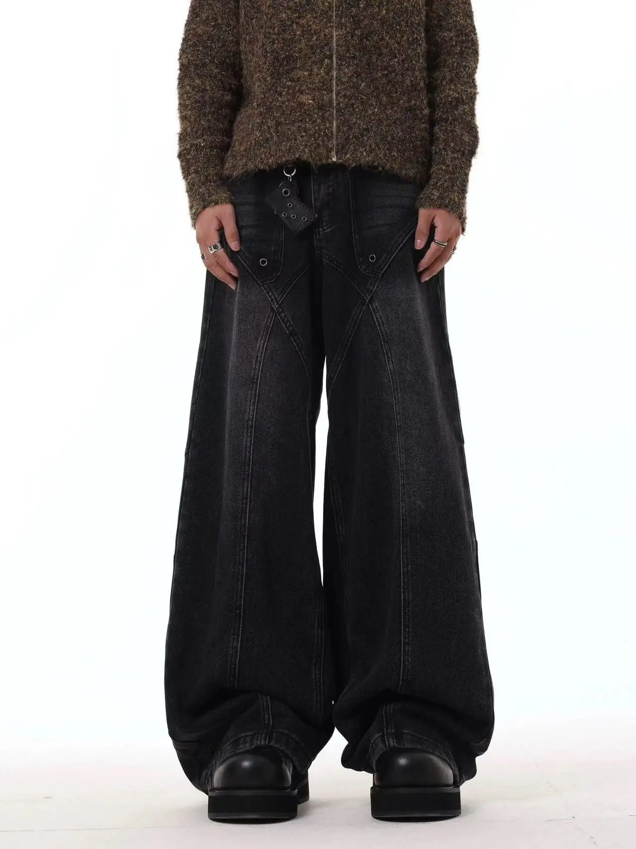 

Джинсы Simple Cycle Bla с эффектом потертости, прямой крой, на пуговицах, в стиле Vibe Waed, молодежные, свободные, прямые джинсы