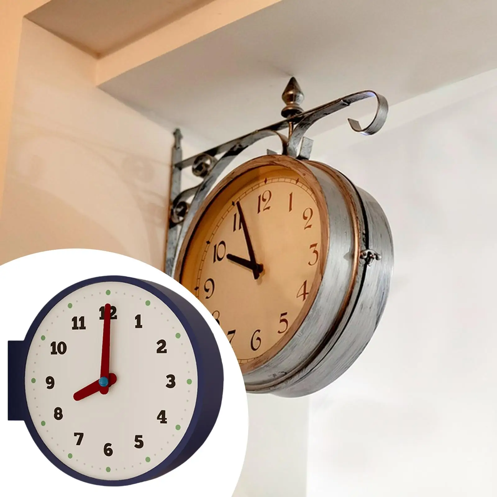 

Corner Wall Clock Round Aesthetic Mute Desktop Clock Ornament Decorative Art Clocks for Living Room Home Hotel Office Decoration