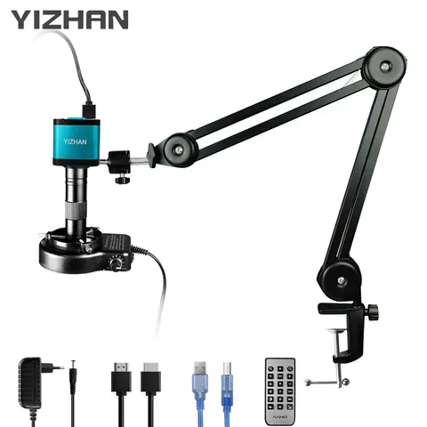 Mikroskop elektroniczny cyfrowy YIZHAN 48MP 4K do lutowania, kamera HD 1080P HDMI, oprogramowanie USB, obiektyw 1-150x, ulepszone ramię przegubowe.