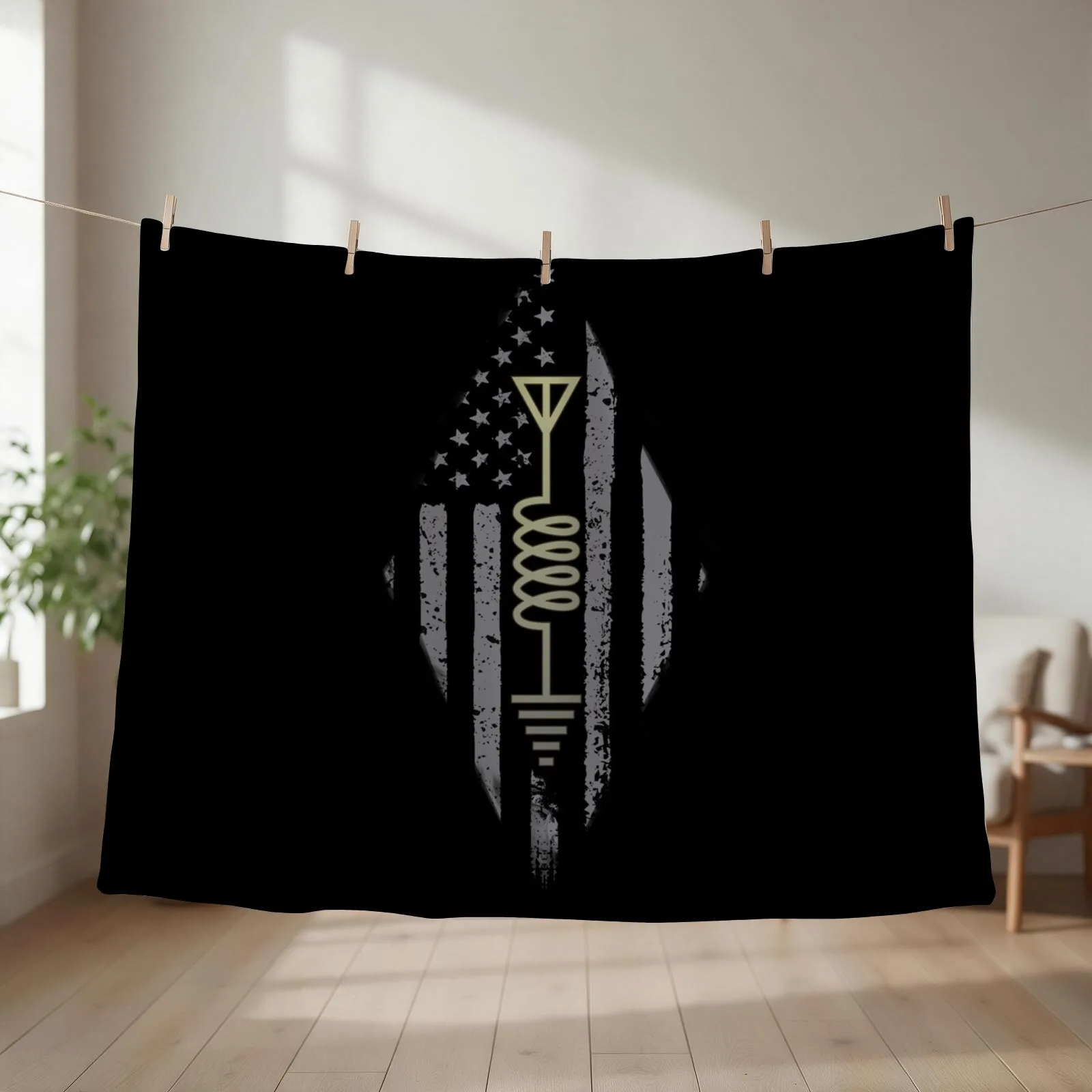 Ham Radio Operator US Flag Art Throw Blanket couch cozy soft plush fuzzy picnic outdoor blanket