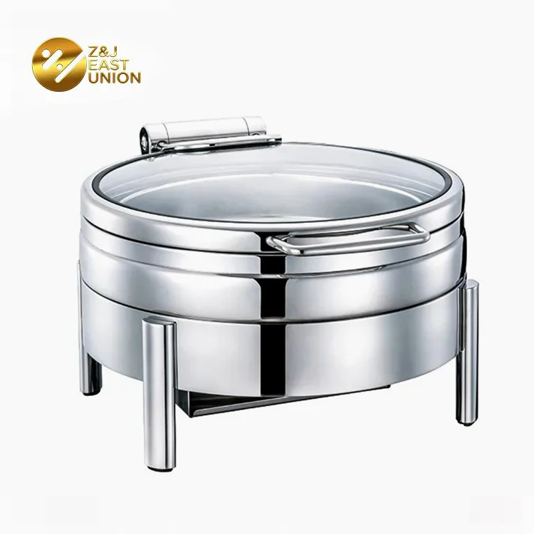 

Stainless Steel Hydraulic Chafing Dish Round Shape 6L Unique Collection New Frame With Glass Lid