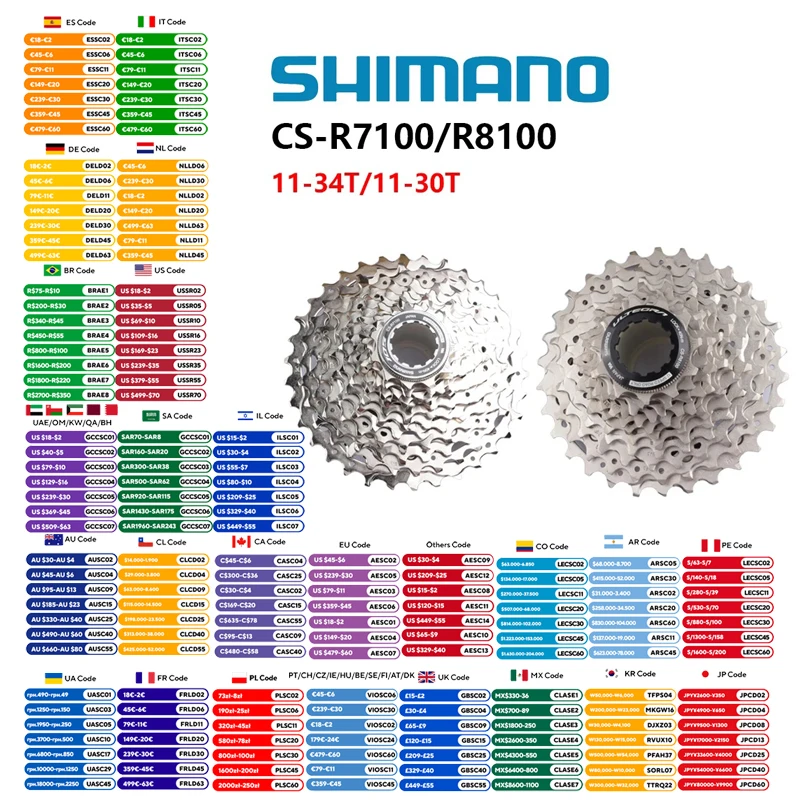 Shimano 105 R7100 ULTEGRA R8100 Cassette 12s Bike Cassette For Road Bike Di2 Groupset 11-30T/11-34T Original Shimano Bike Part