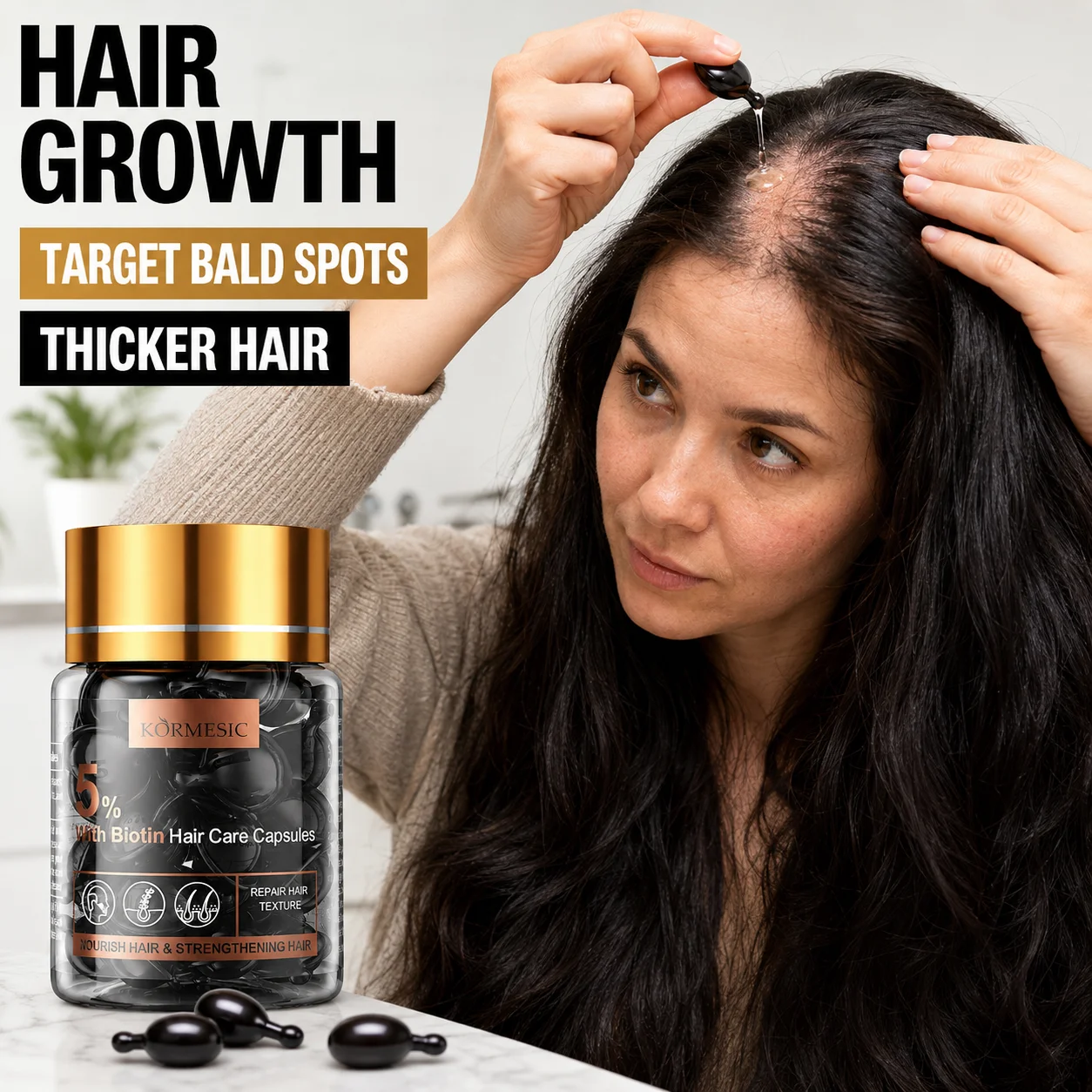 Fast Hair Growth Capsules Anti Hair Loss Treatment Follicle Booster Biotin Scalp Root Repair Serum For Thicker Longer FullerHair