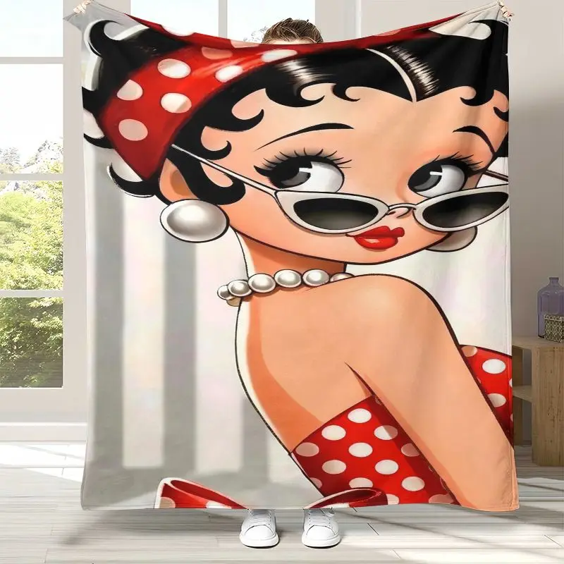 Cute B-Betty Girl B-Boop Cartoon Soft Flannel Throw Blanket,Cozy Blanket for Bed,Sofa,Living Room,Picnic,Camping,Home Decor,Gift