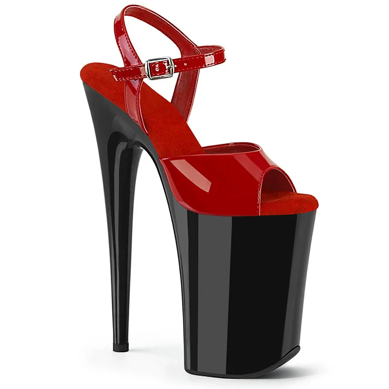 

23cm Nightclub Pole Dancing Shoes One Word Buckle Strap Super High Heel Model Catwalk Sexy Open Toe Sandals