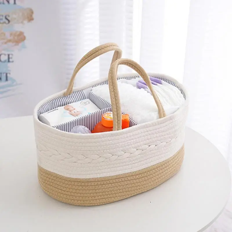 Baby Products Storage Basket Split Format Portable Storage Basket  Portable Diaper Bag with Handle Changing Table Organization