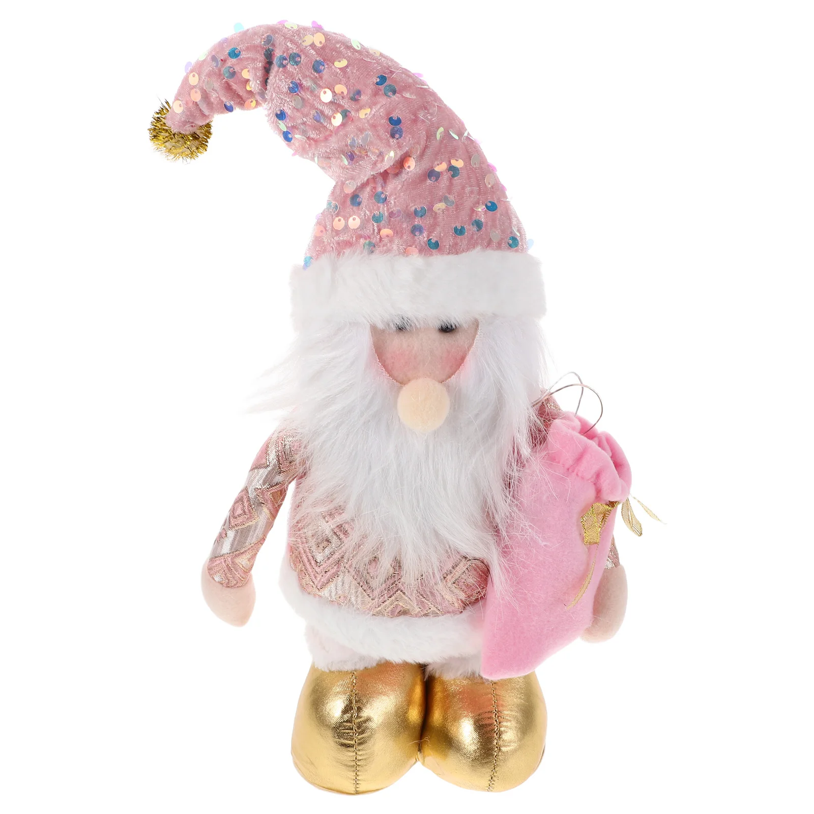 

Adjustable Christmas Pink Festive Decoration Light Music Home Party Soft Fabric Holiday Tabletop Country Desktop Ornament
