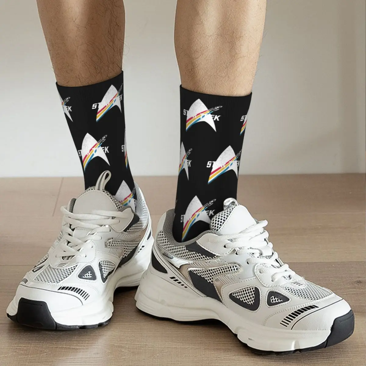 Retro Stars Treks Retro Football Socks Polyester Crew Socks for Women Men Non-slip