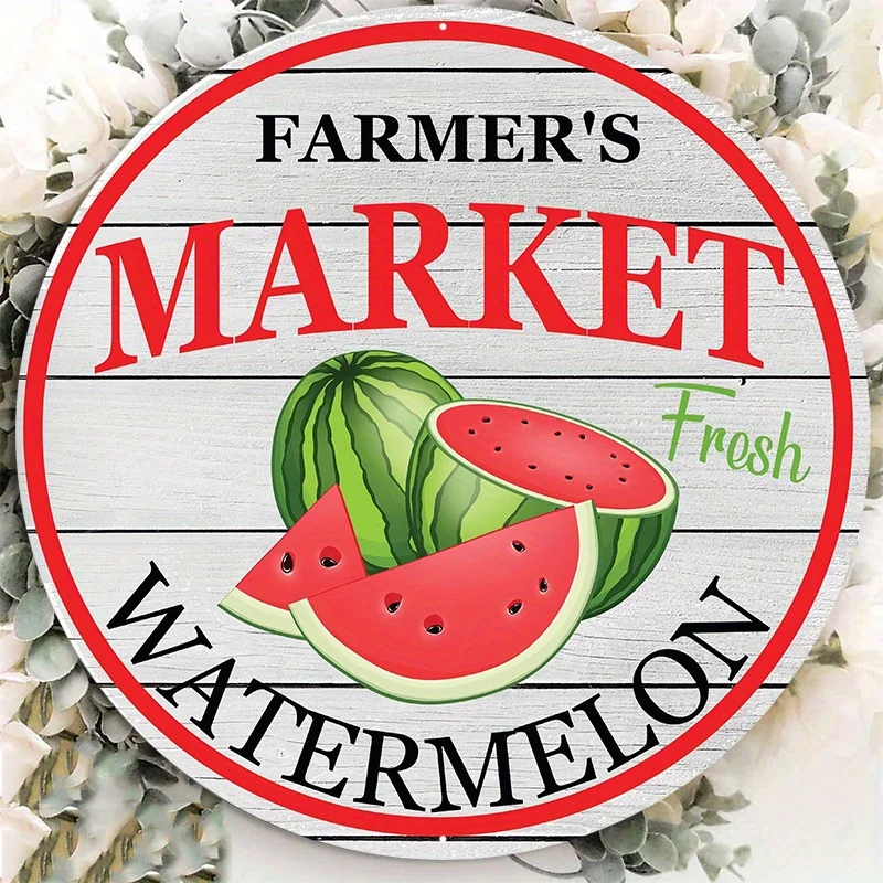 

Decorative Watermelon Wreath Design, Large Aluminum Metal Sign, Rust-Resistant,Outdoor and Party Decoration, 8x8 Inch, 1Pc