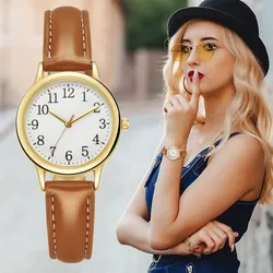 Simple Arabic Digital Dial Casual Women Belt Quartz Watch