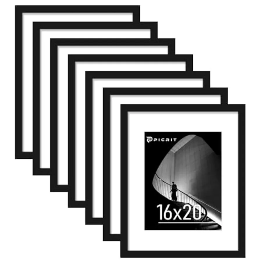 

Набор из 7 рамок для постеров, для фотографий 11 x 14 с подложкой или 16 x 20 без подложки, для горизонтального или вертикального настенного крепления.