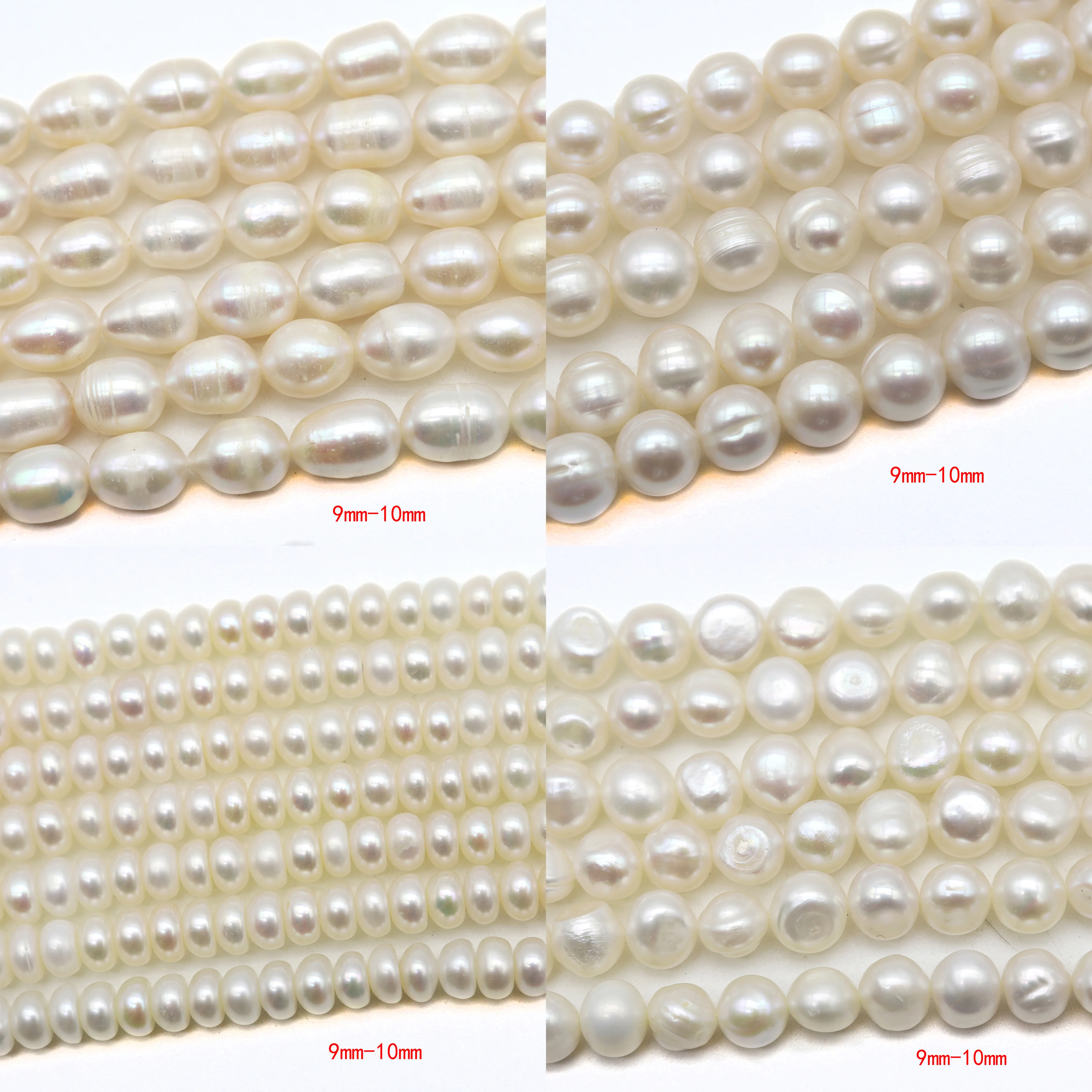 9mm-10mm Natural Freshwater Pearls Beads Rice-shaped Circular Flat-shape Irregular For Jewelry Making DIY Necklaces Accessories