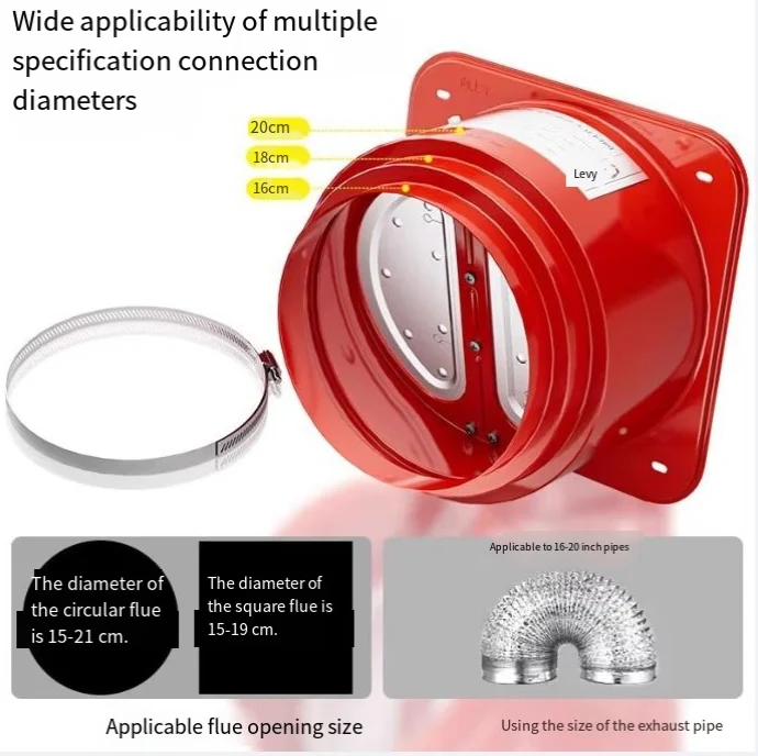 

Flange Duct Fan Hose Connector Air Ventilation Adapter for Kitchen Hood Ventilator Pipe Connecting Exhaust Outlet Household