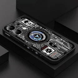 Mechanical Circuit Phone Case For Xiaomi Redmi Note 14 13 12 12S 11 11S 10 10S 9 9S Pro Plus 4G 5G Liquid Silicone Cover
