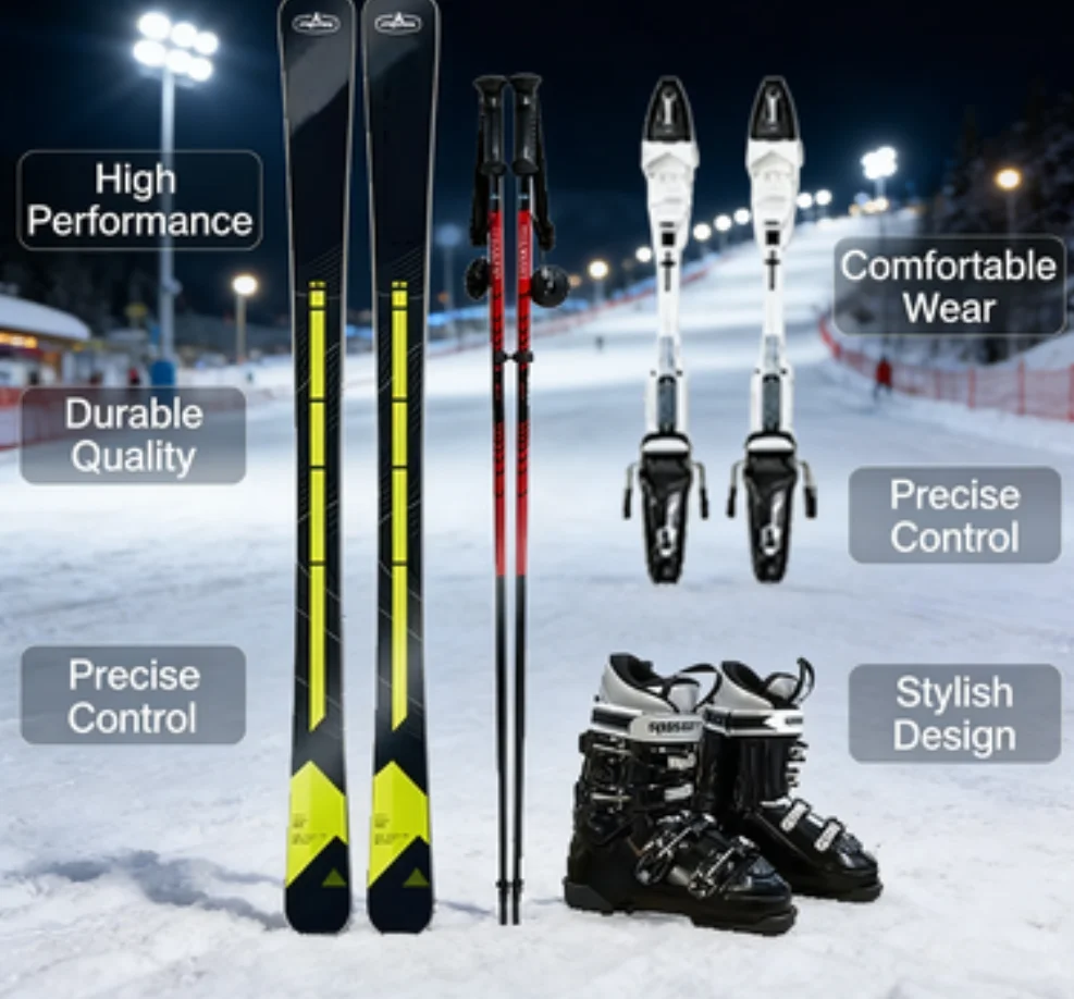 High Performance Adult Ski Snowboard Poplar Wood Core Sturdy Ski Equipment for Resort Slopes