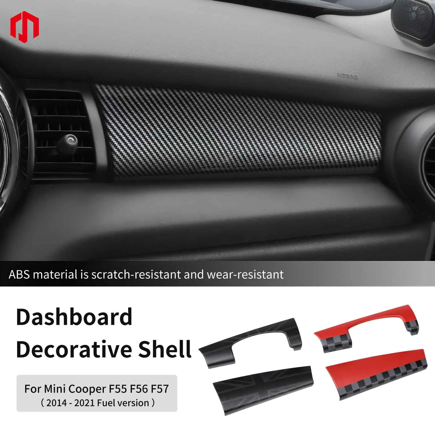 Car Dashboard Decorative Shell ABS Leather For Mini Cooper F55 F56 F57 2014-2021 Center Console Decorative Shell Car Accessories