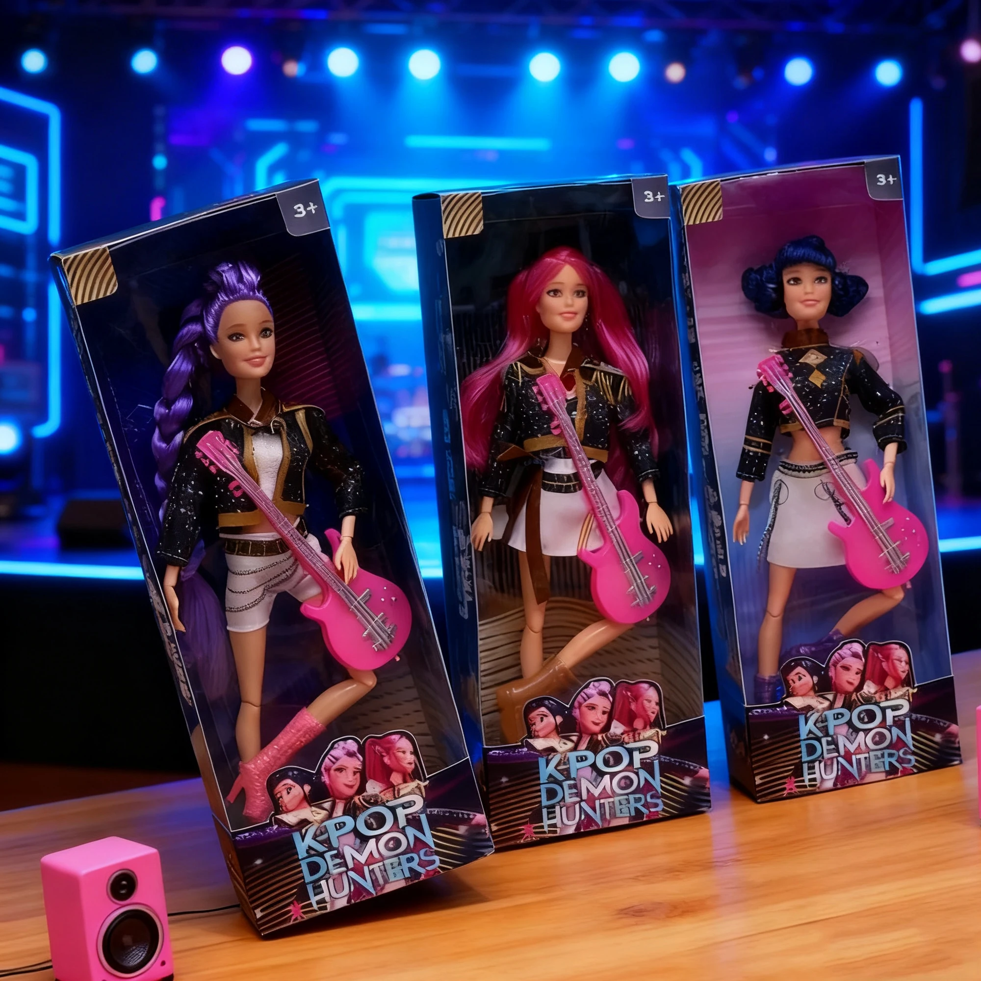 🎉 إصدار جديد! 🥳   مجموعة مجسمات Kpop Demon Hunters مكونة من 4 أنماط + "أضواء ملونة" - هدية عيد ميلاد لطيفة للأطفال والمعجبين