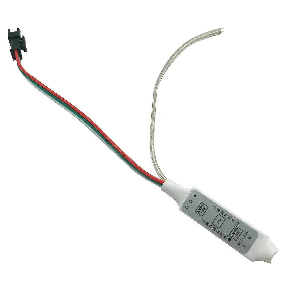 Controlador LED WS2812 de 5-24 V, 24 modos de encendido, apagado, reflujo, 13 funciones, velocidad de brillo ajustable