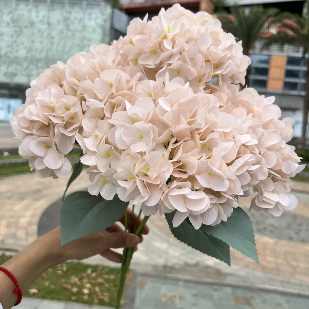 5 Heads Artificial Hydrangea Flower Large Size Silk Fake Hydrangea Flowers DIY Simulated Wedding Floral for Home Party Wedding